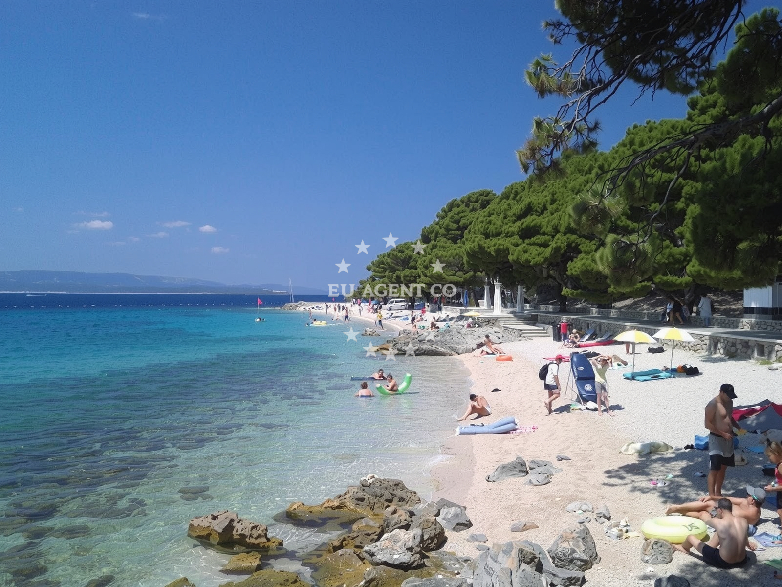 Sea and coastal view of Punta Rata beach in Podraće 1, Brela