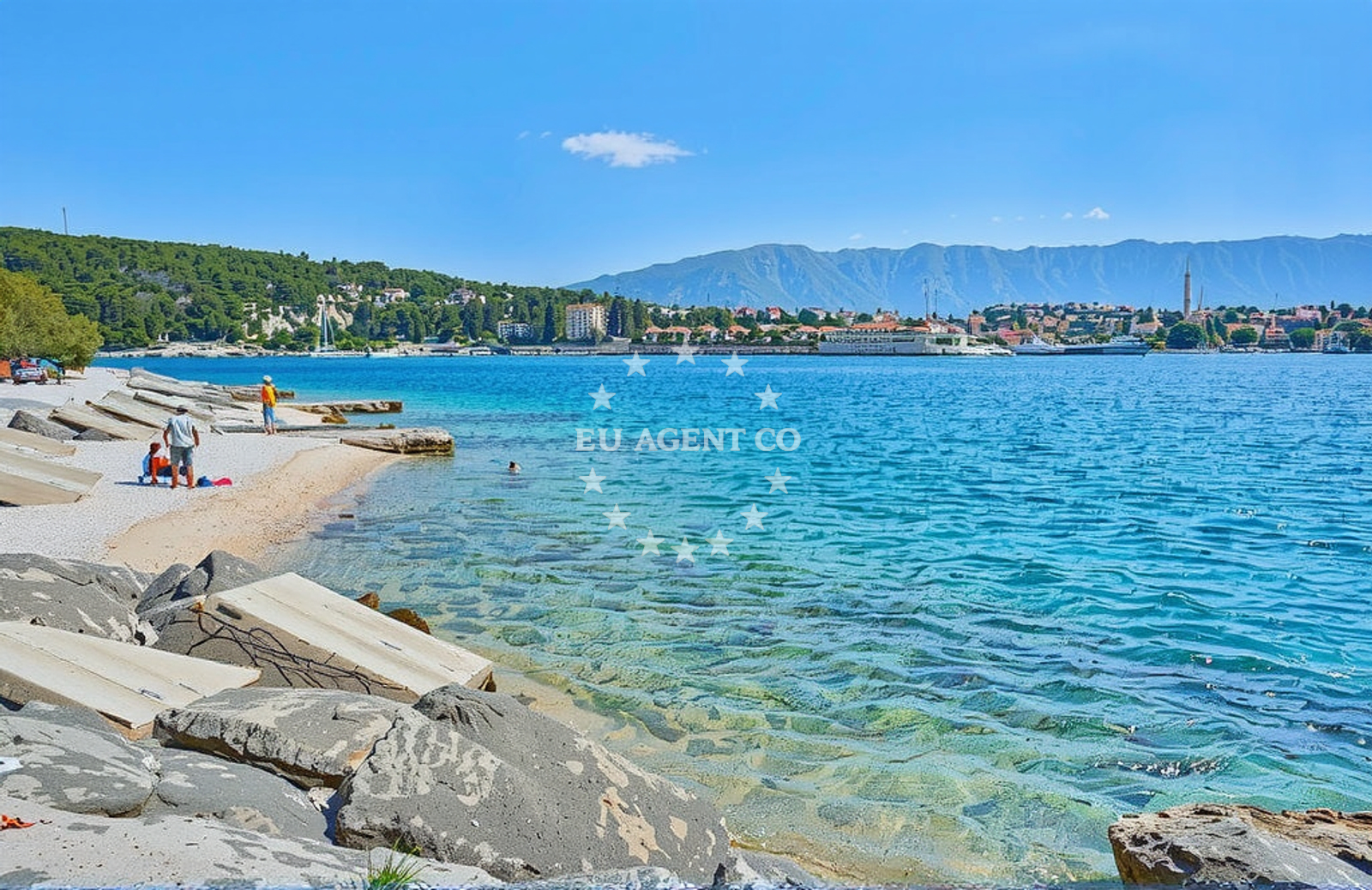 Sea and coastal view of Punta, Selca (Brač) Beach in Punta