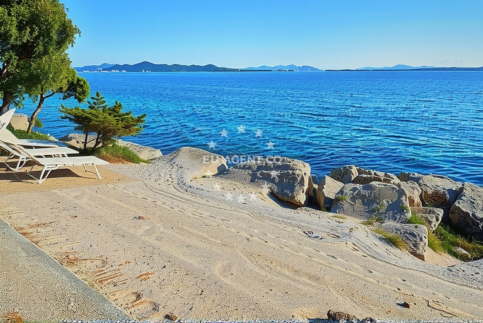 Sea and coastal view of Punta Skala zapad, Petrčane Beach in Punta Skala zapad