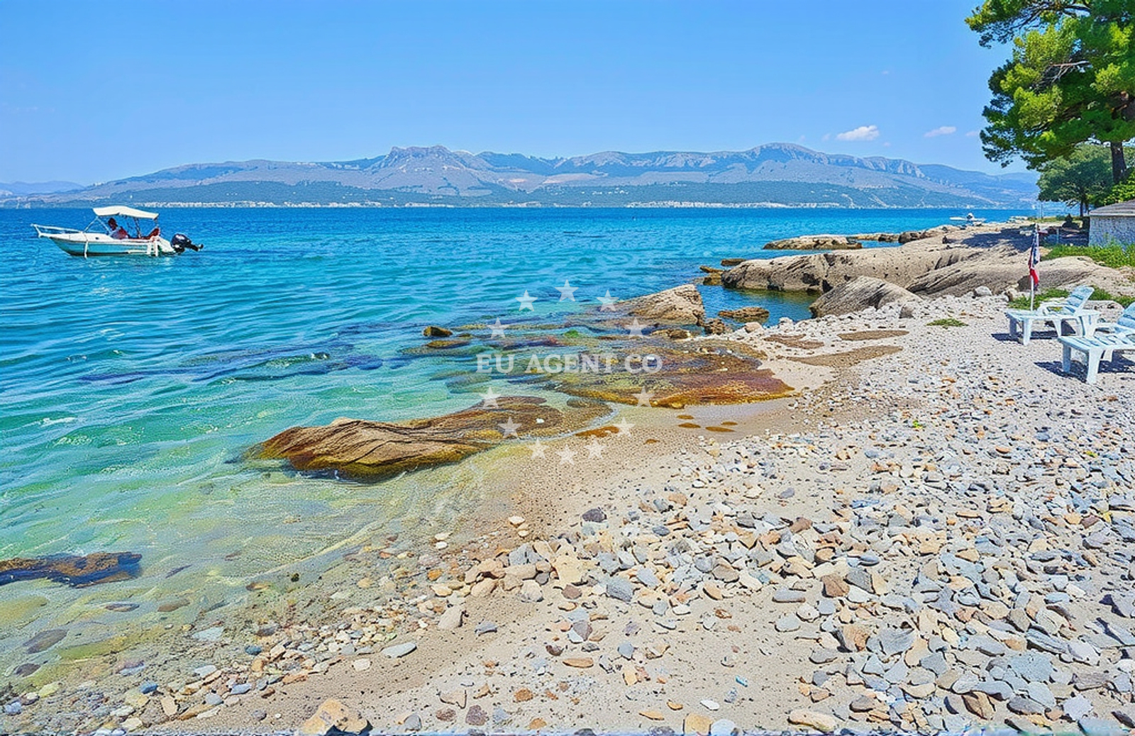 Sea and coastal view of Punta, Supetar (Brač) Beach in Punta