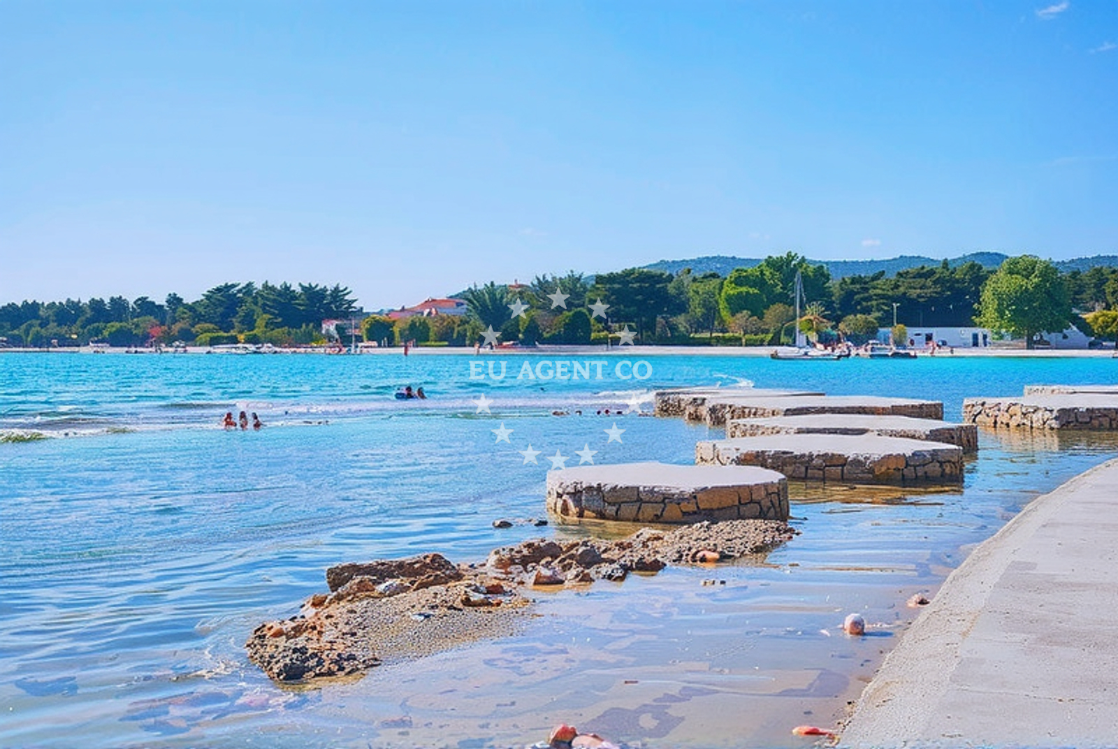 Shoreline and swimming area at Punta, Vodice Beach in Punta