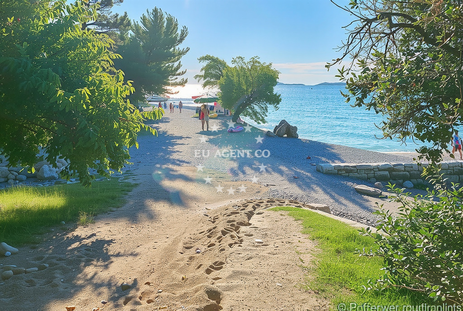 Shoreline and swimming area at Puntica, Pula Beach in Puntica