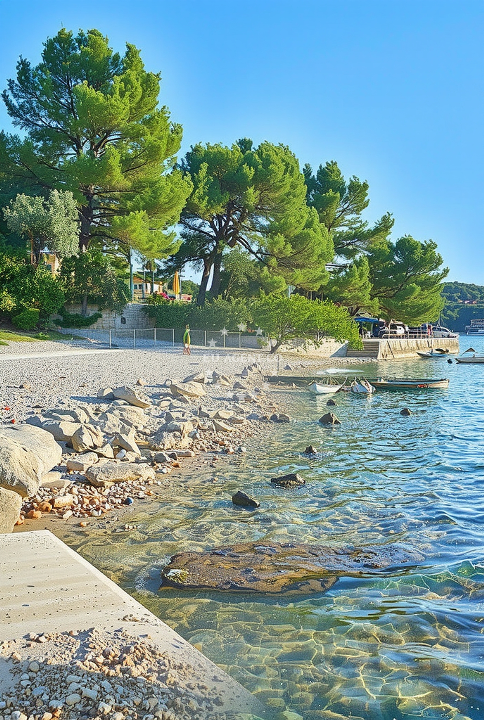 Sea and coastal view of Puntica, Pula Beach in Puntica