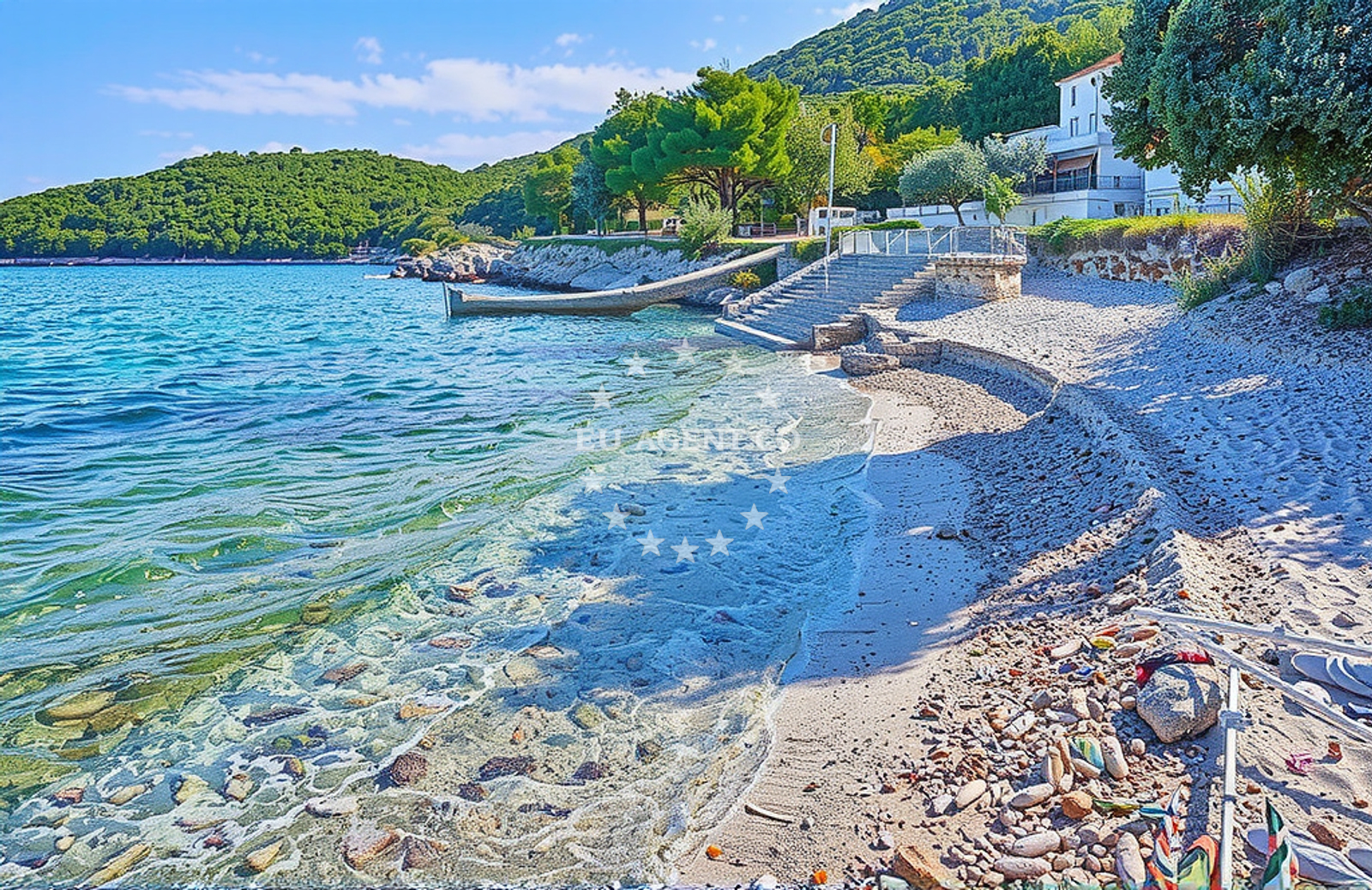 Shoreline and swimming area at Pupnat istok, Pupnat (Korčula) Beach in Pupnat istok