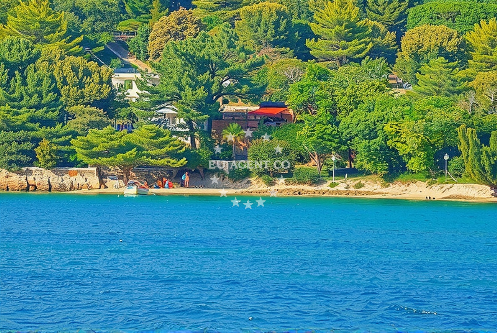 Sea and coastal view of Purčele, Punat (Krk) Beach in Purčele
