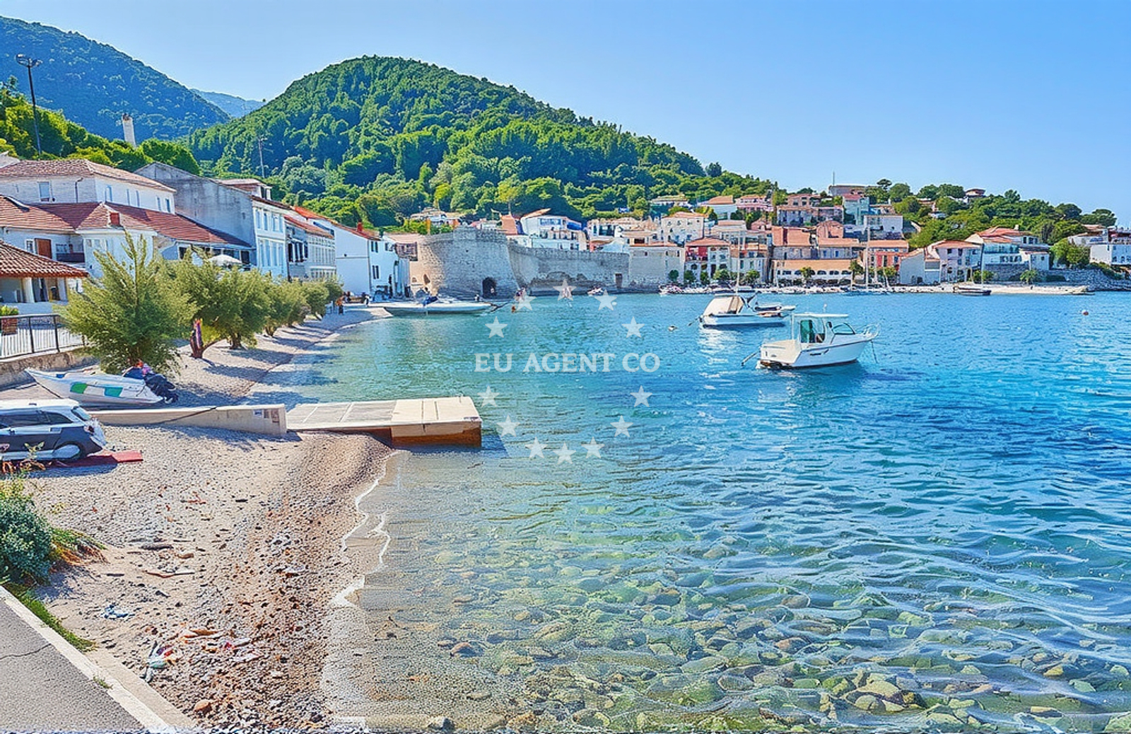 Shoreline and swimming area at Račišće, Račišće (Korčula) Beach in Račišće