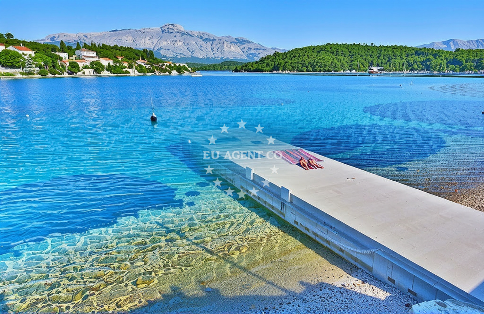 Shoreline and swimming area at Račište, Lumbarda (Korčula) Beach in Račište