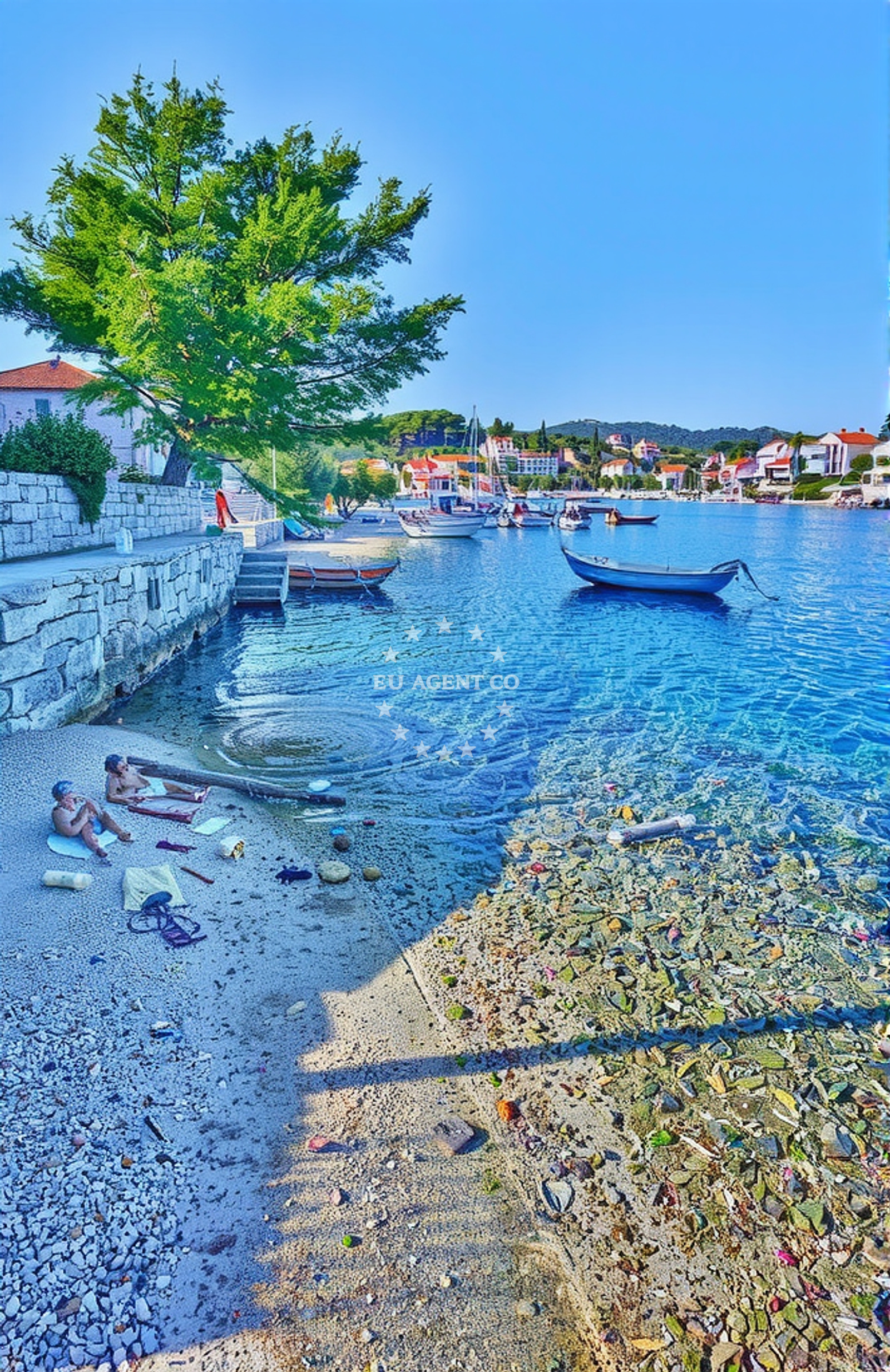 Sea and coastal view of Račište, Lumbarda (Korčula) Beach in Račište