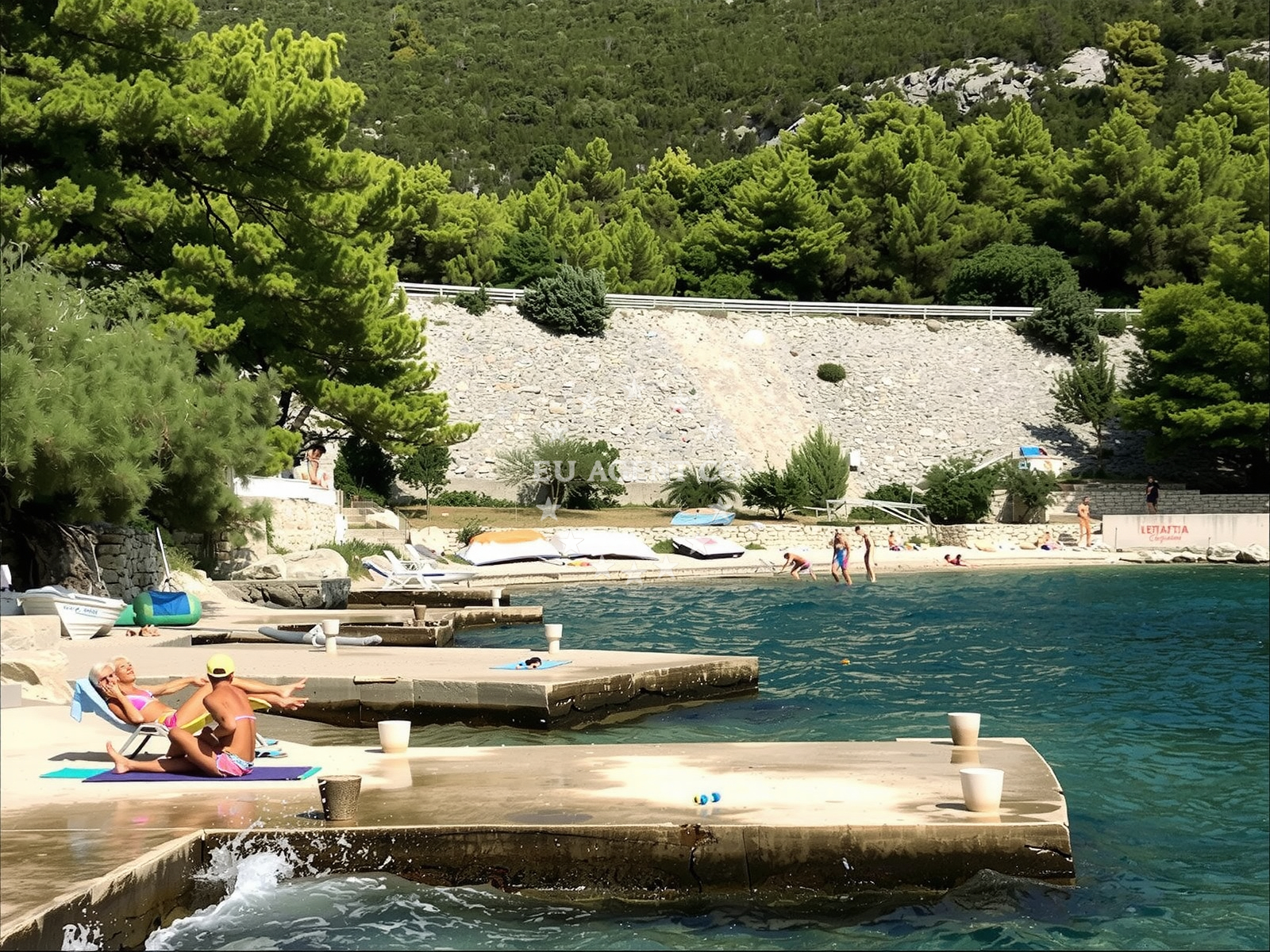 Sea and coastal view of Radalj beach in Radalj, Klek