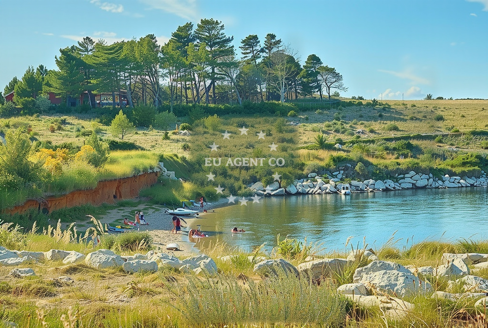 Shoreline and swimming area at Radnjača, Vir (Vir) Beach in Radnjača
