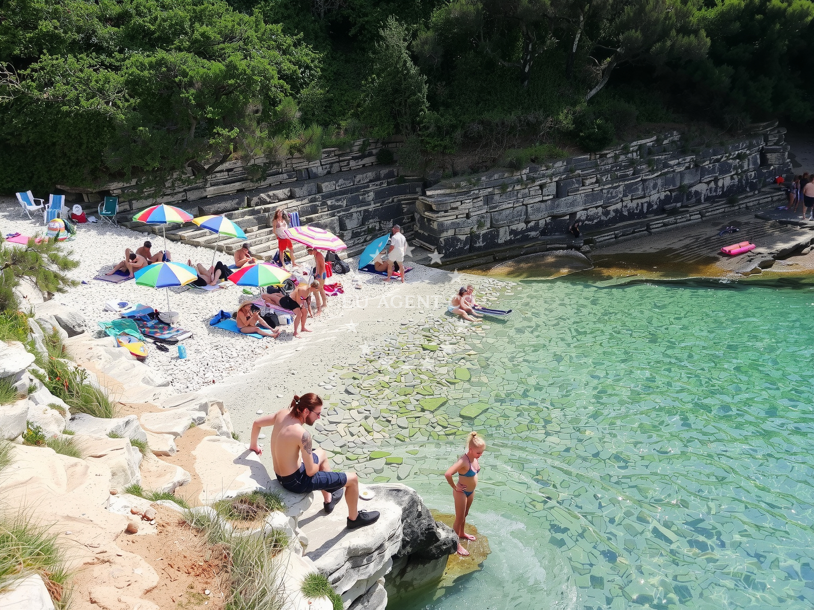 Overview of Radovica beach in 218 Selo 1, Premantura