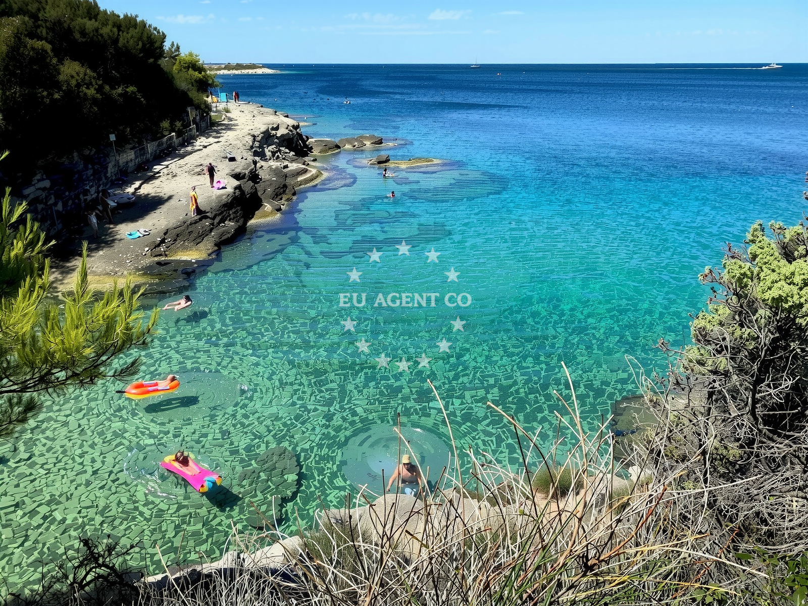 Shoreline and swimming area at Radovica beach in 218 Selo 1, Premantura