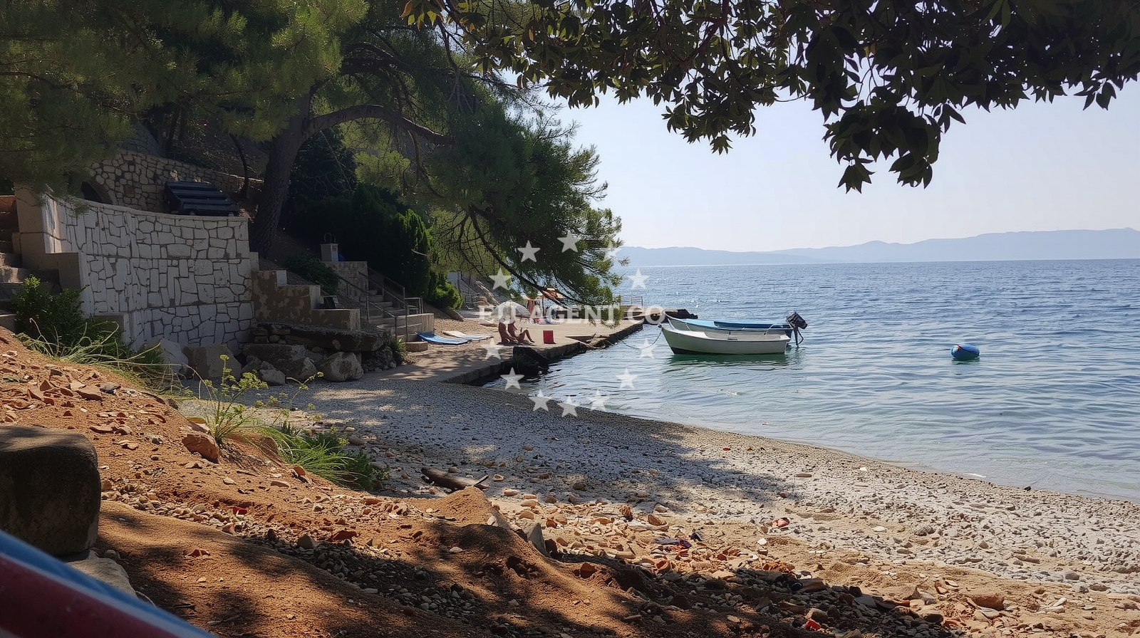 Shoreline and swimming area at Rapak beach in , Gdinj