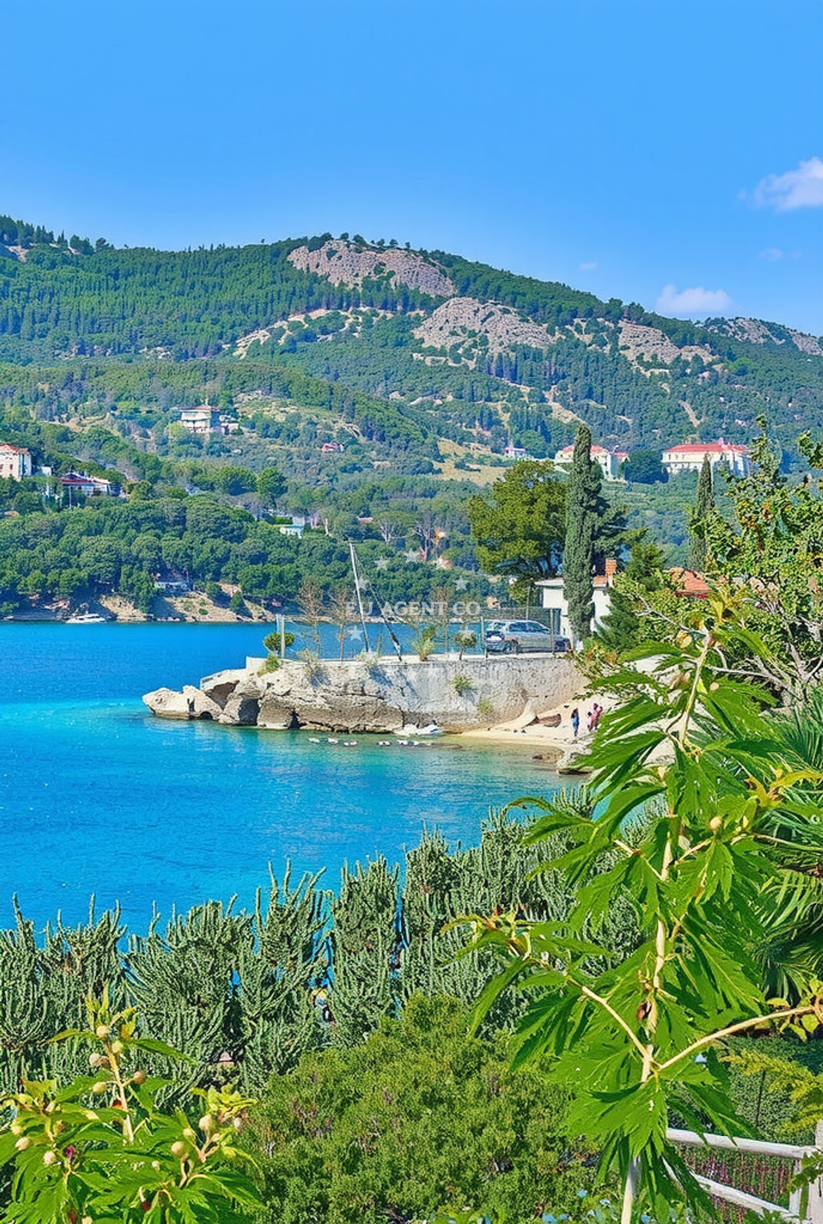 Sea and coastal view of Rat, Zaton (Dubrovnik) Beach in Rat