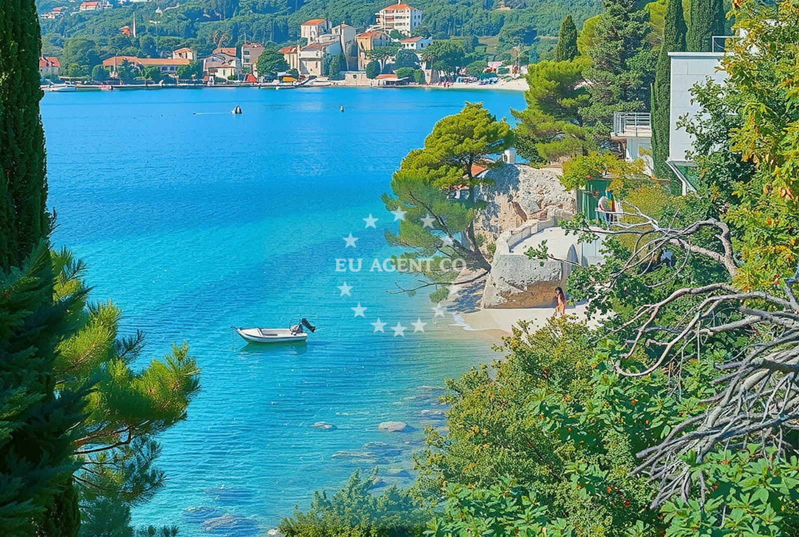 Beach facilities and surroundings at Rat, Zaton (Dubrovnik) Beach in Rat