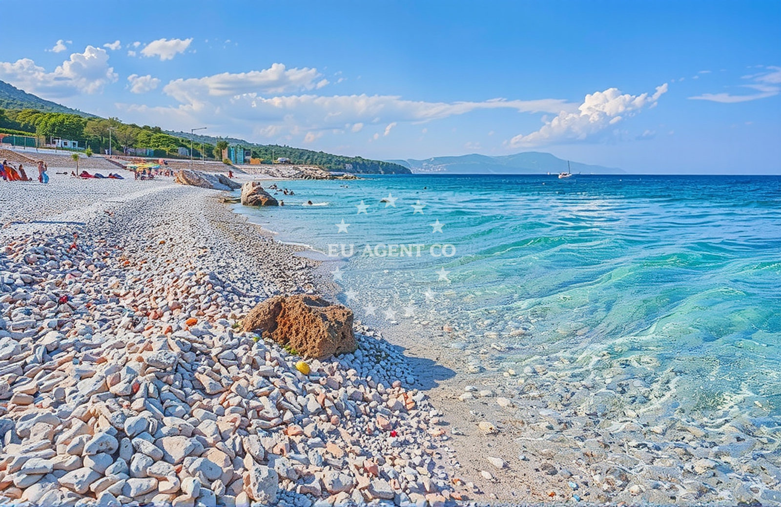 Shoreline and swimming area at Ravni (dog beach), Ravni Beach in Ravni (plaža za pse)