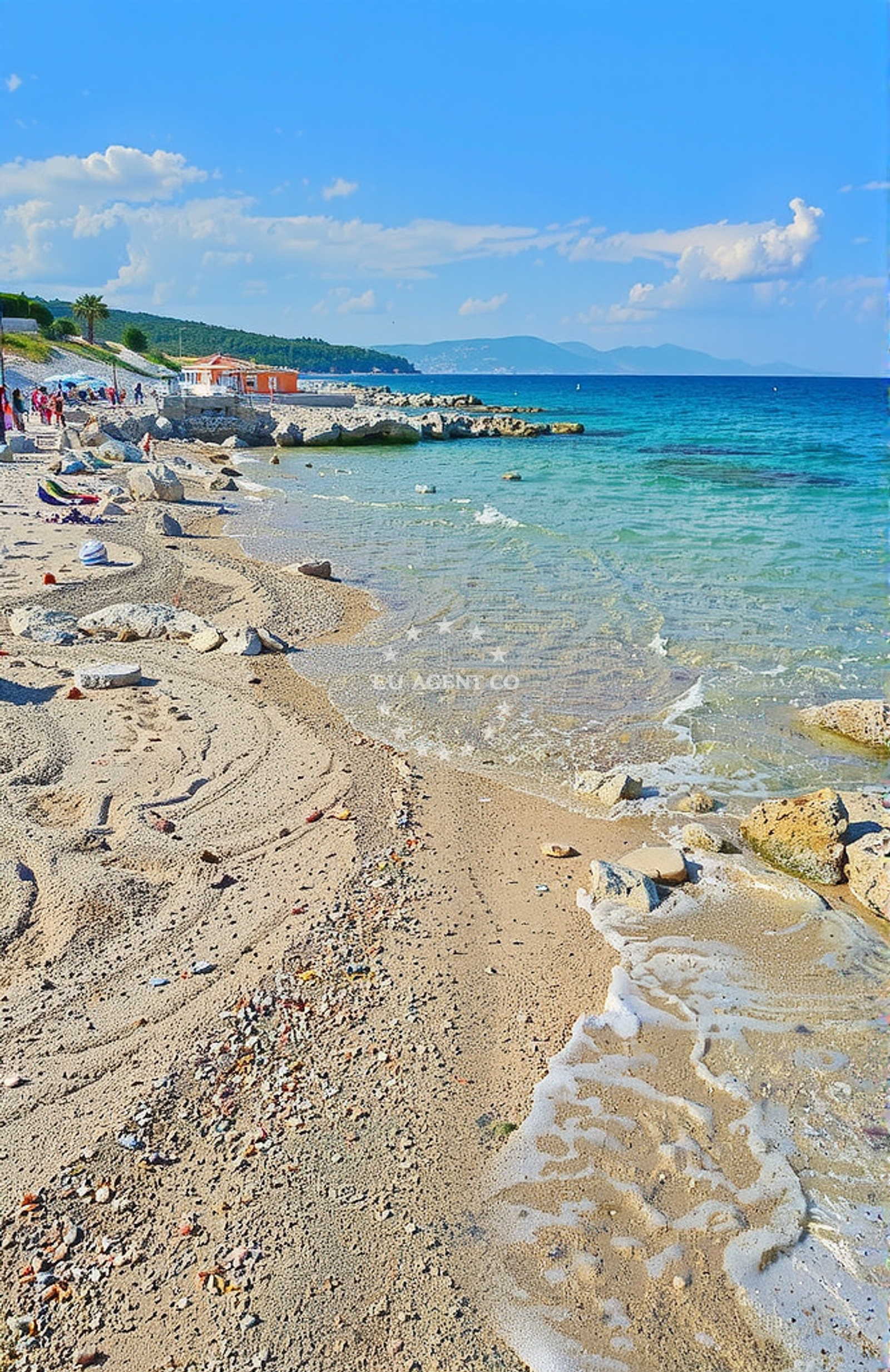 Sea and coastal view of Ravni jug, Ravni Beach in Ravni jug
