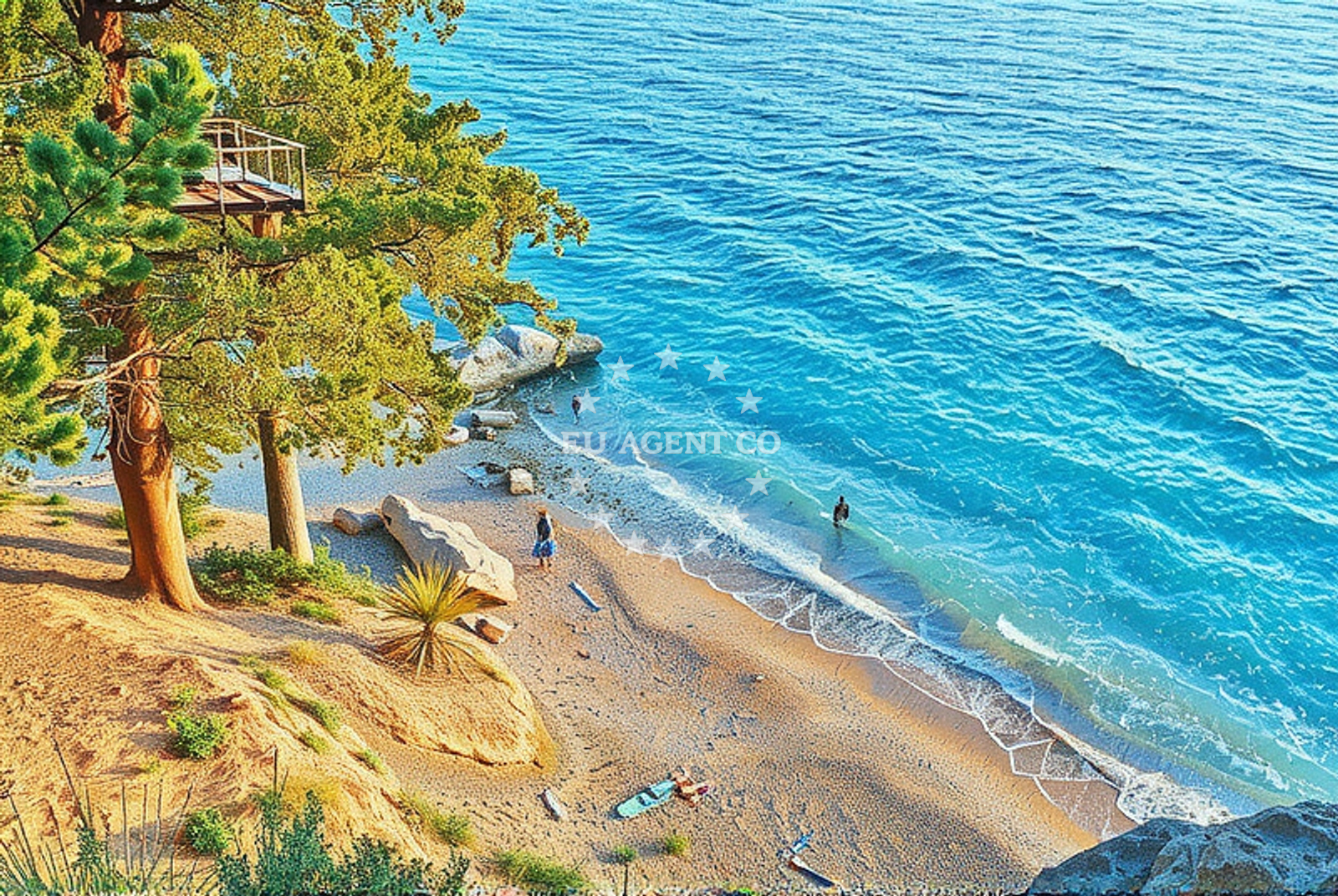 Sea and coastal view of Ravnice jug, Omiš Beach in Ravnice jug