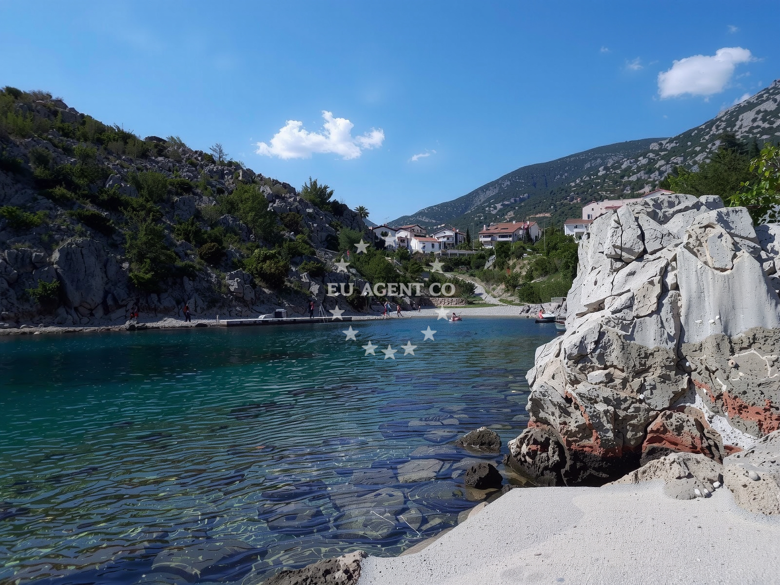Shoreline and swimming area at Ribarica beach in , Ribarica