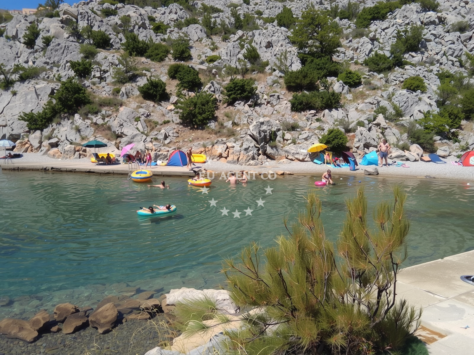 Sea and coastal view of Ribarica beach in , Ribarica