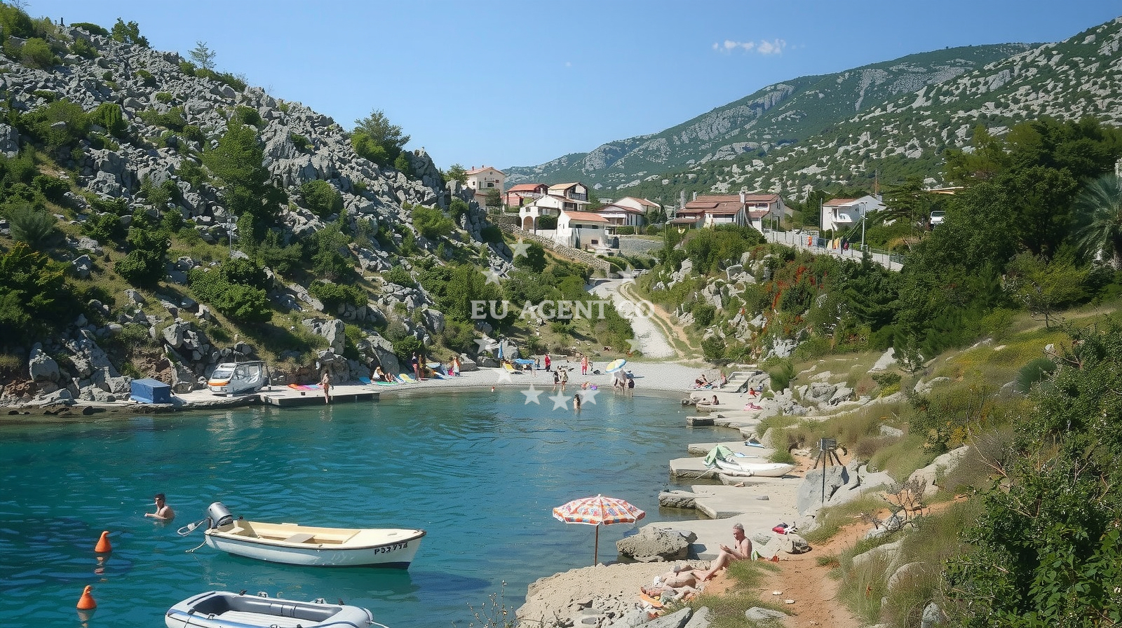 Beach facilities and surroundings at Ribarica beach in , Ribarica