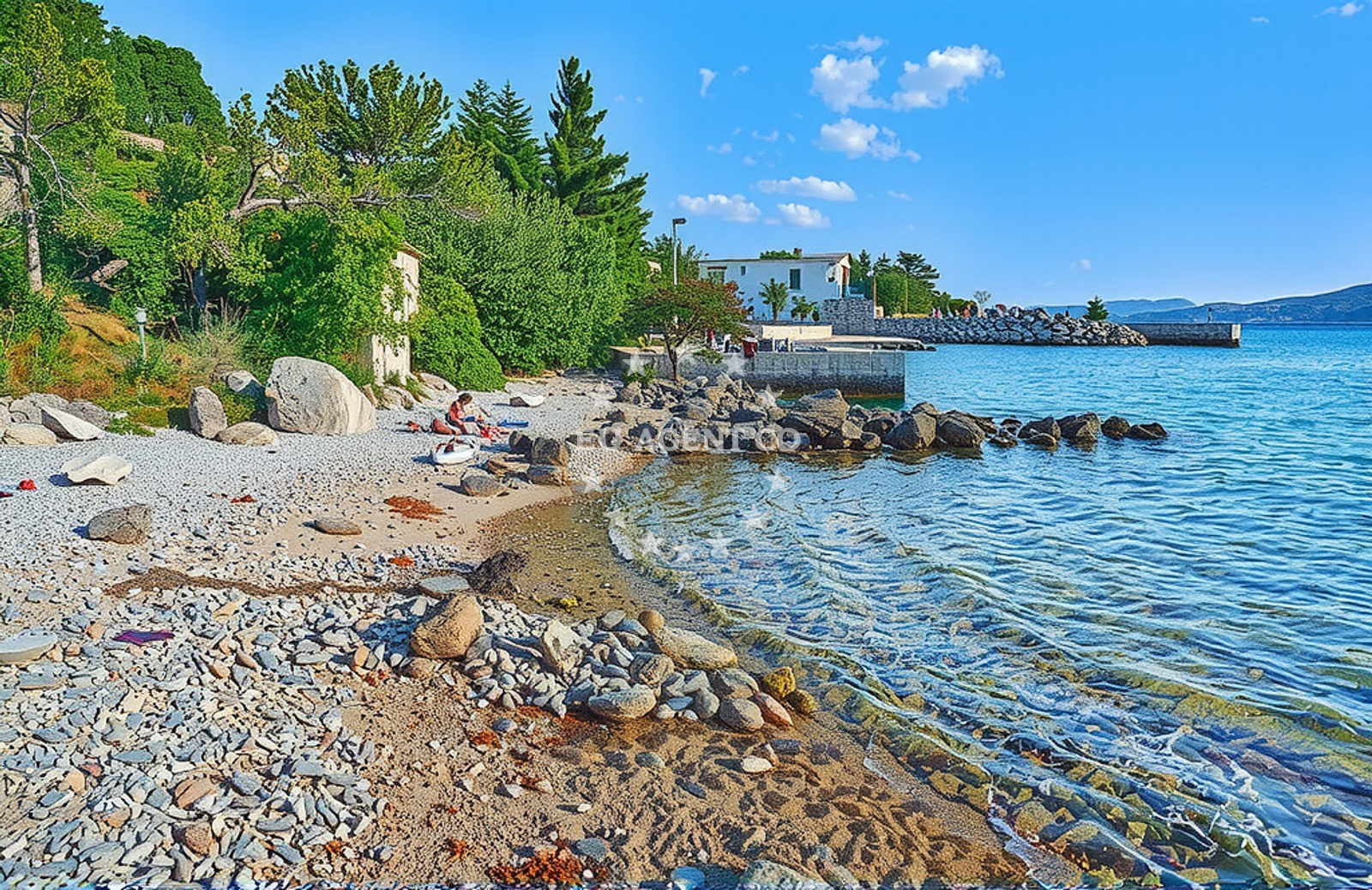 Shoreline and swimming area at Ribarica, Cesarica Beach in Ribarica