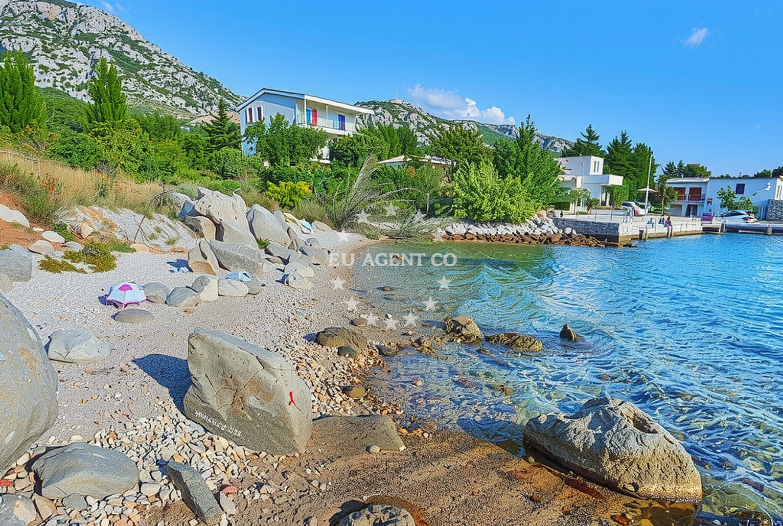 Sea and coastal view of Ribarica, Cesarica Beach in Ribarica