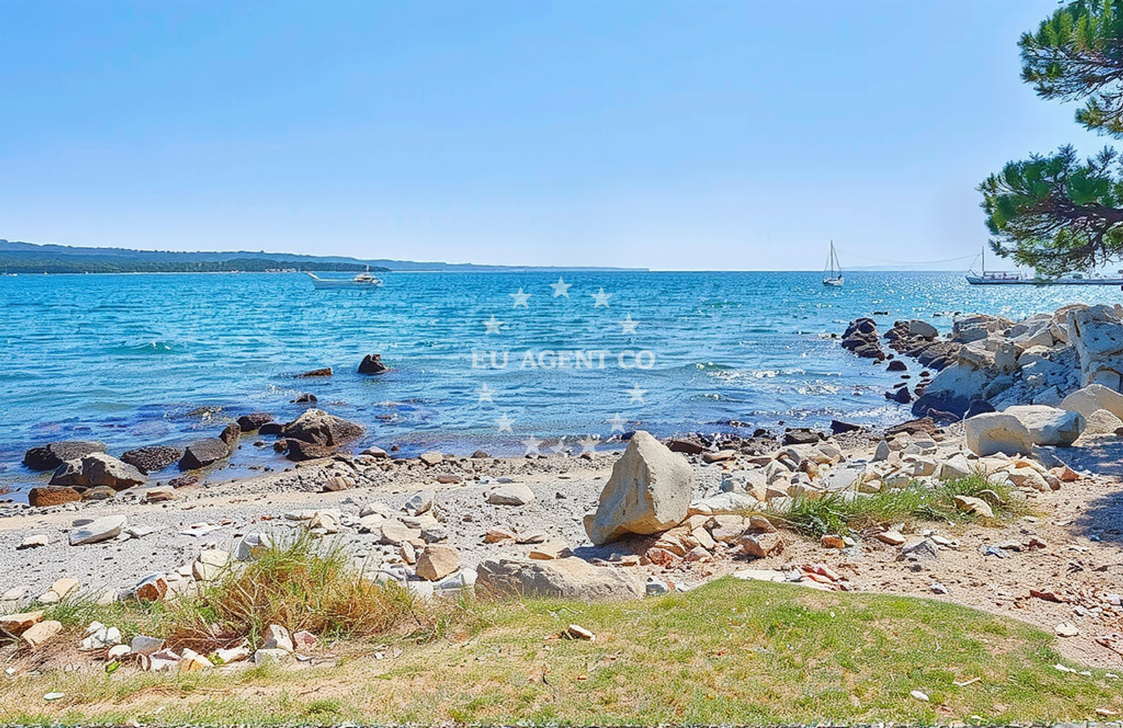 Sea and coastal view of Ridimutak (dog beach), Nerezine (Lošinj) Beach in Ridimutak (plaža za pse)