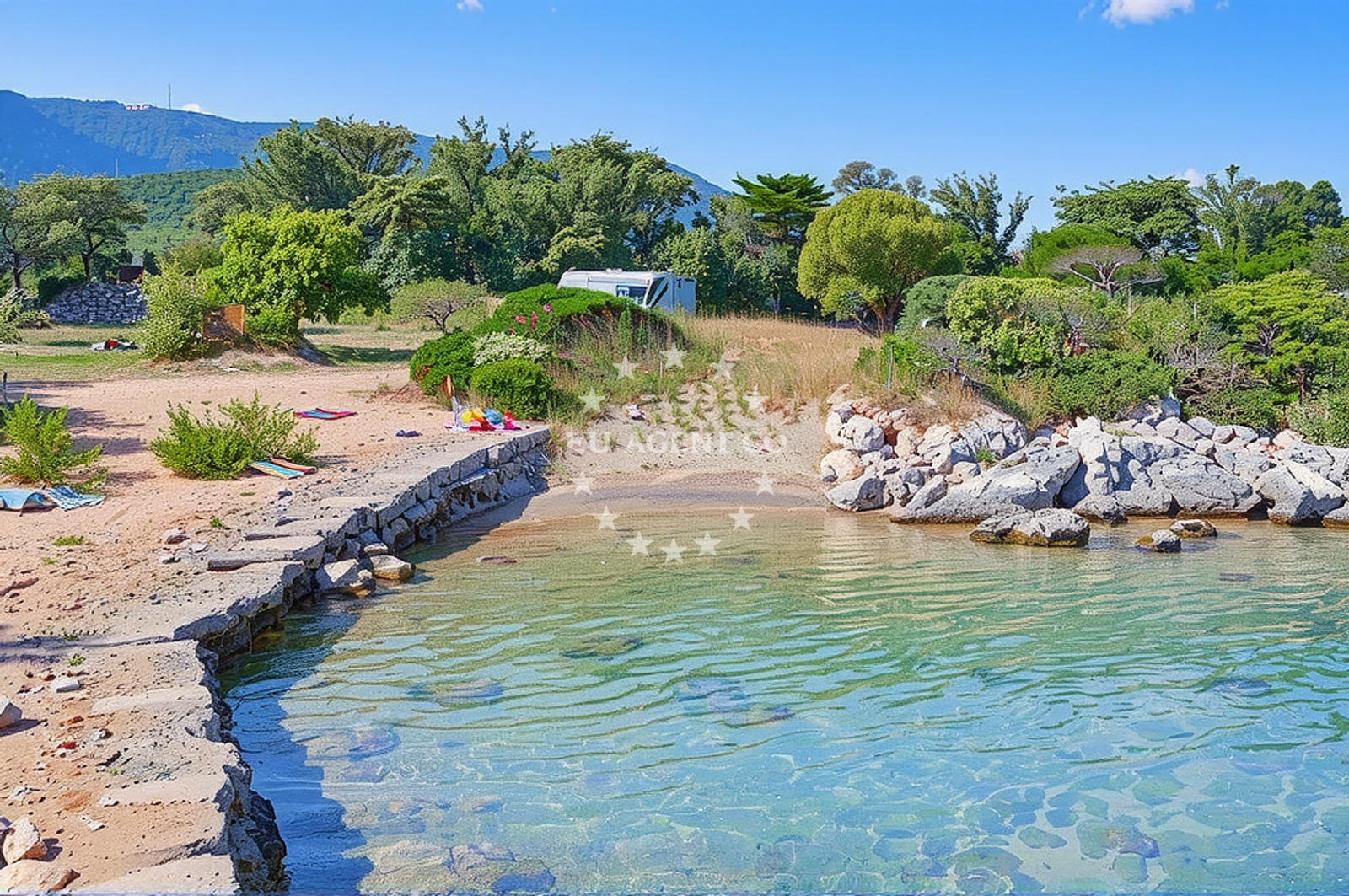 Sea and coastal view of Ridimutak sjever, Nerezine (Lošinj) Beach in Ridimutak sjever
