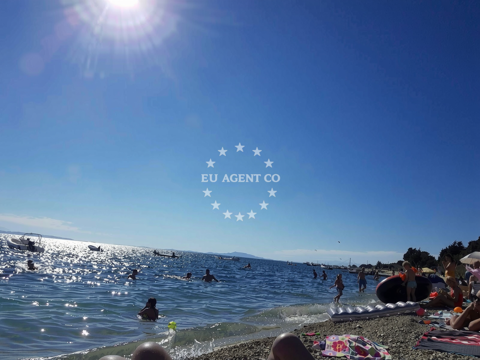 Beach facilities and surroundings at Riva beach in , Novalja