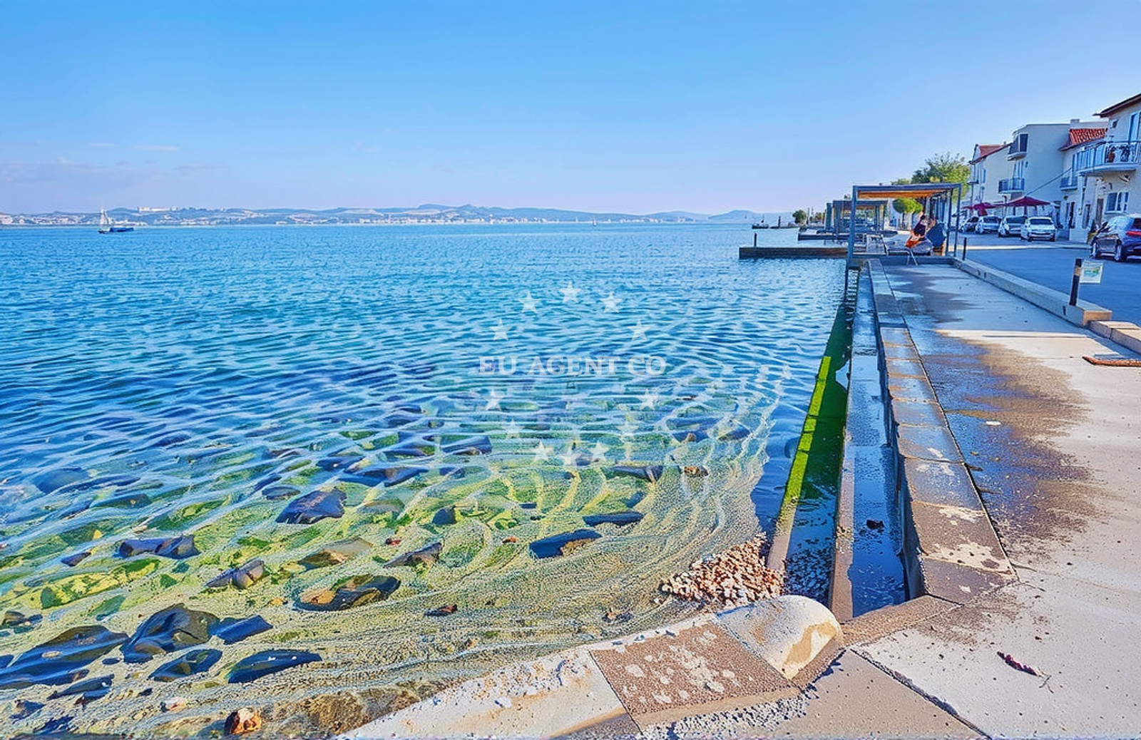 Sea and coastal view of Riva, Kali (Ugljan) Beach in Riva