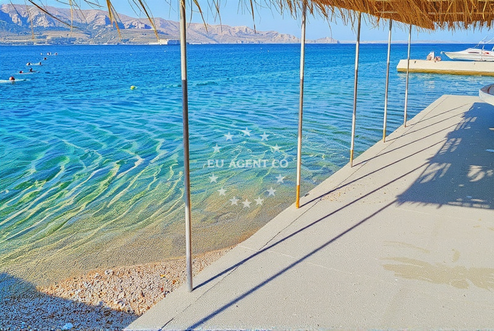 Shoreline and swimming area at Riva, Metajna (Pag) Beach in Riva
