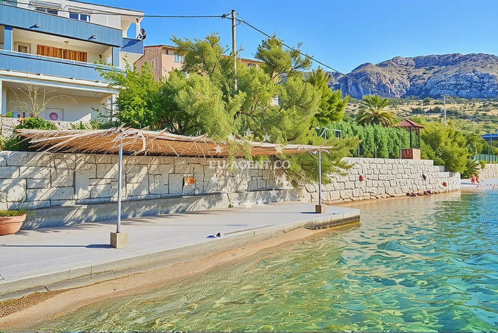 Sea and coastal view of Riva, Metajna (Pag) Beach in Riva