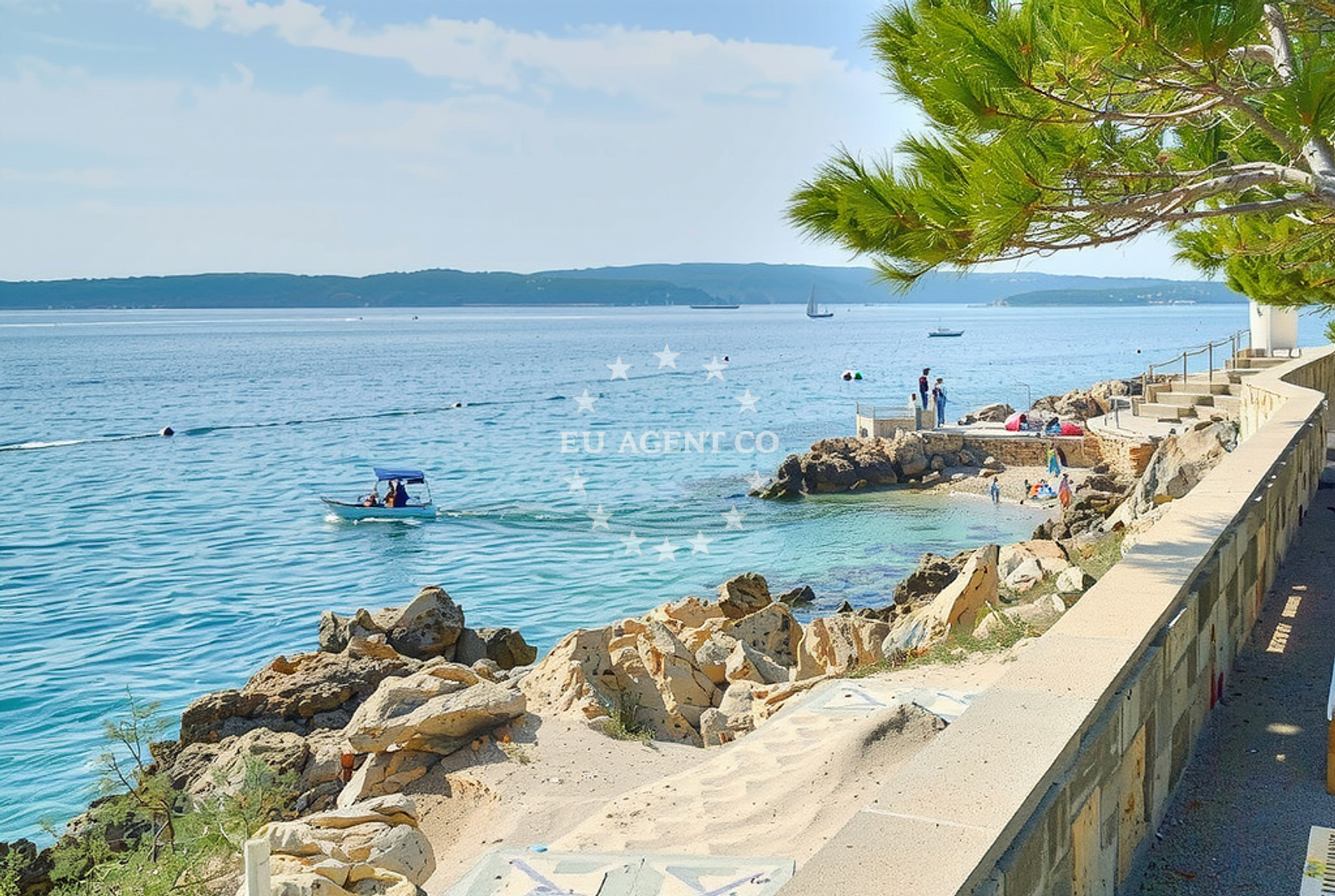Shoreline and swimming area at Riva, Novi Vinodolski Beach in Riva