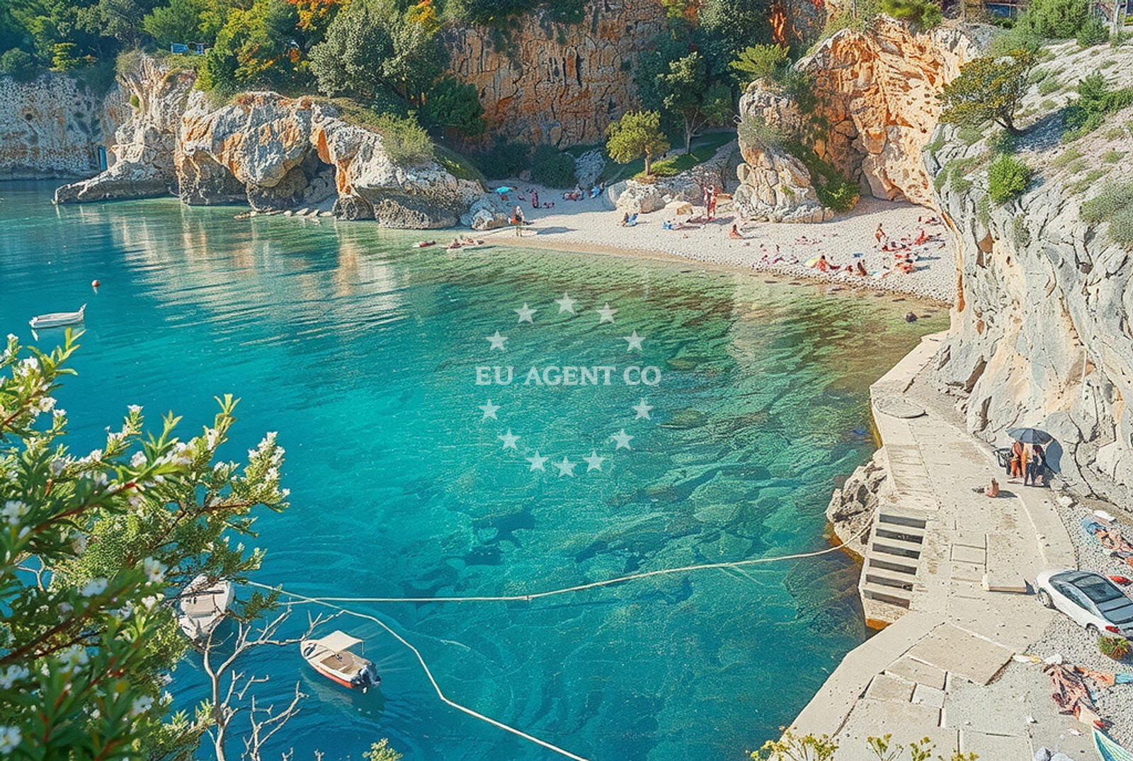Overview of Riva (Peć), Brseč Beach in Riva (Peć)
