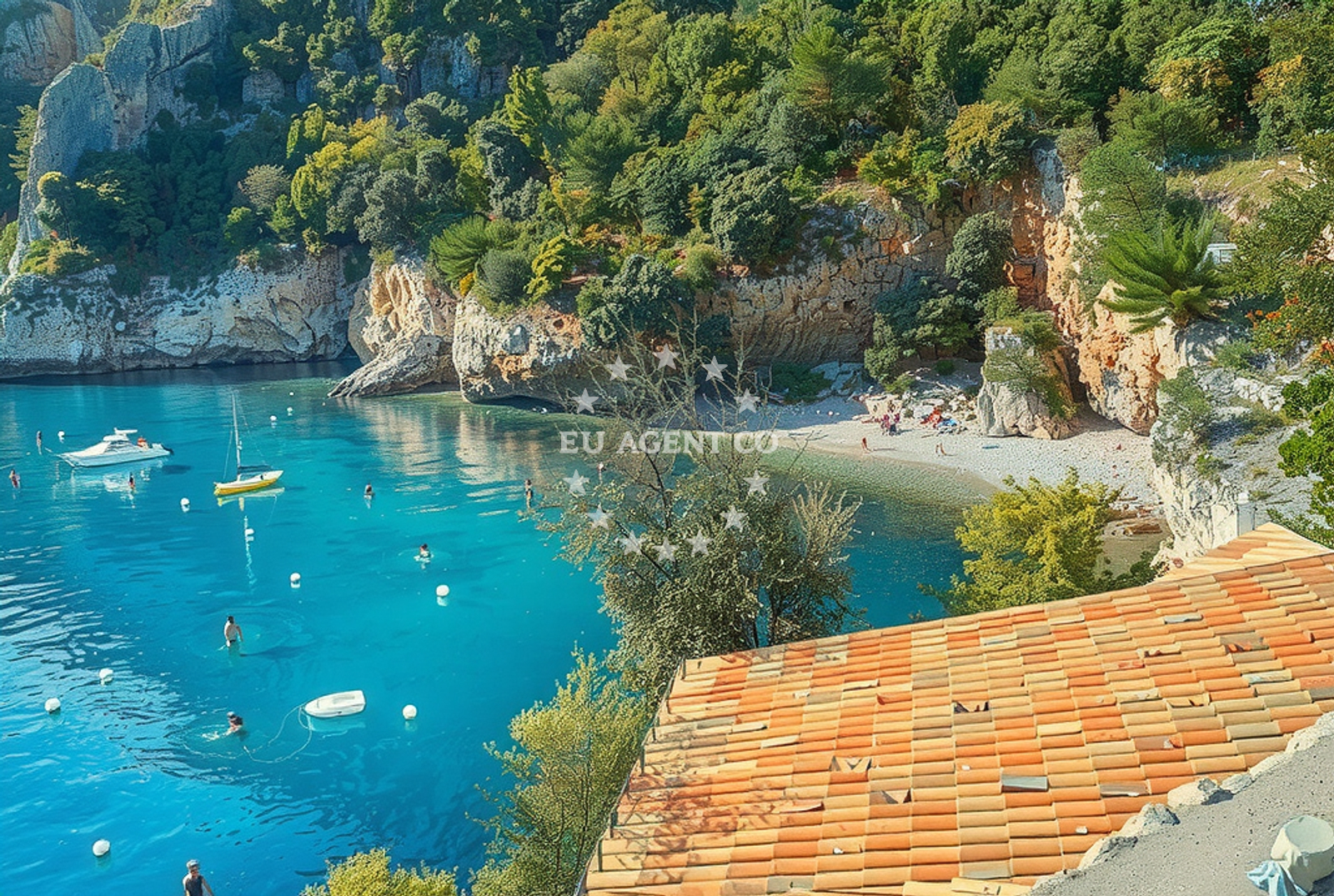 Shoreline and swimming area at Riva (Peć), Brseč Beach in Riva (Peć)