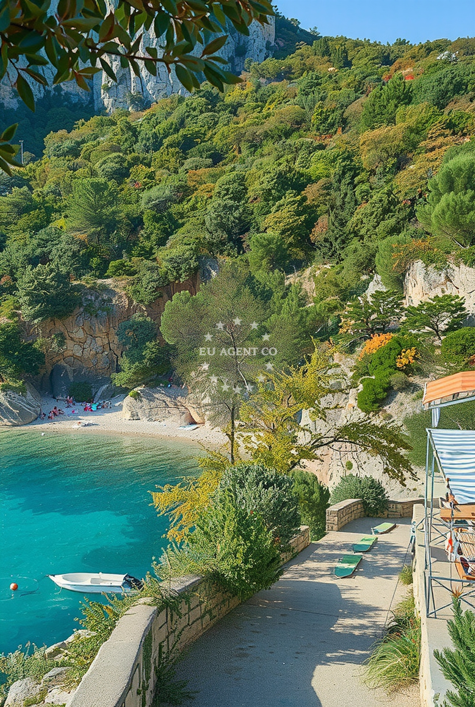 Sea and coastal view of Riva (Peć), Brseč Beach in Riva (Peć)