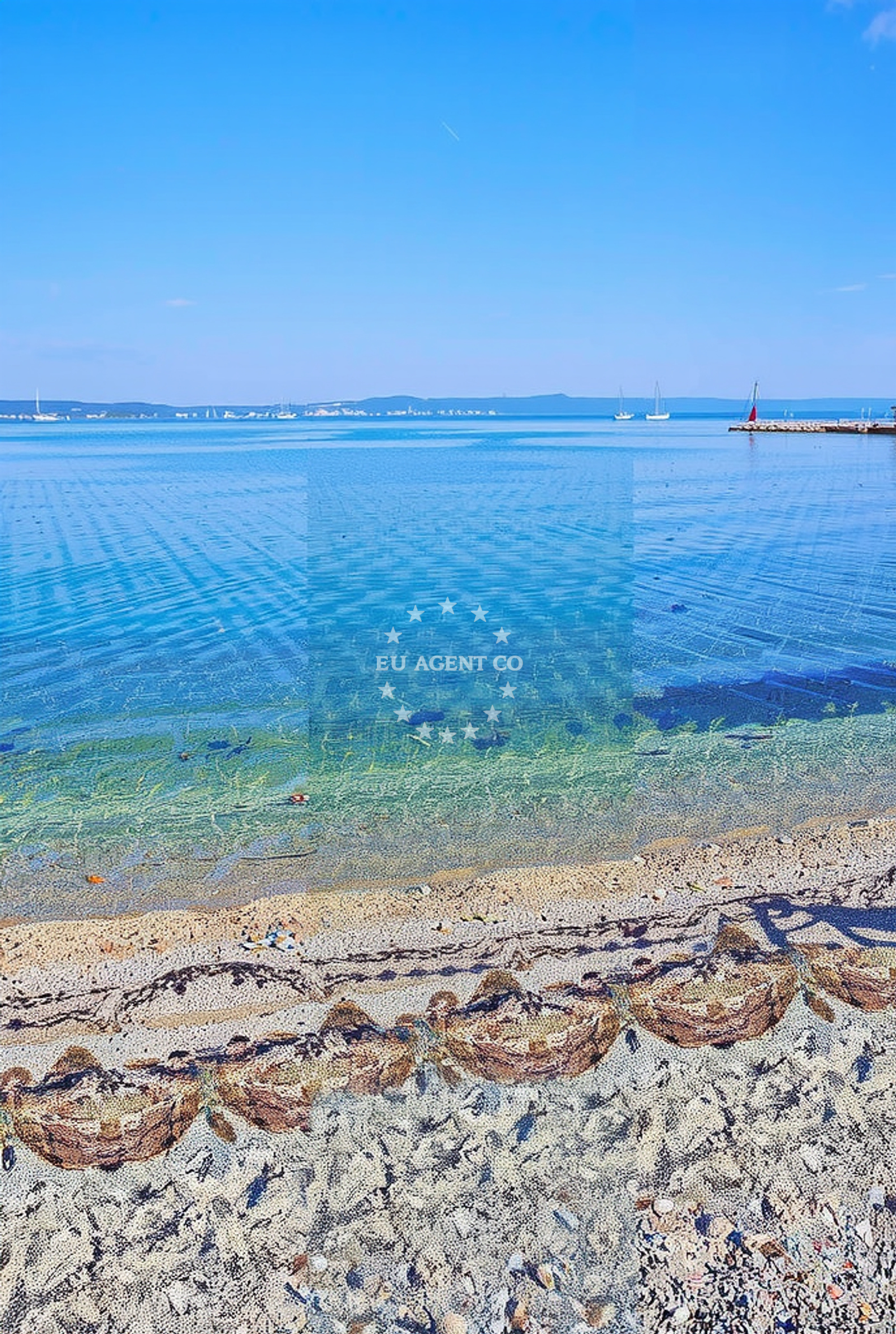 Sea and coastal view of Riva zapad, Kukljica (Ugljan) Beach in Riva zapad