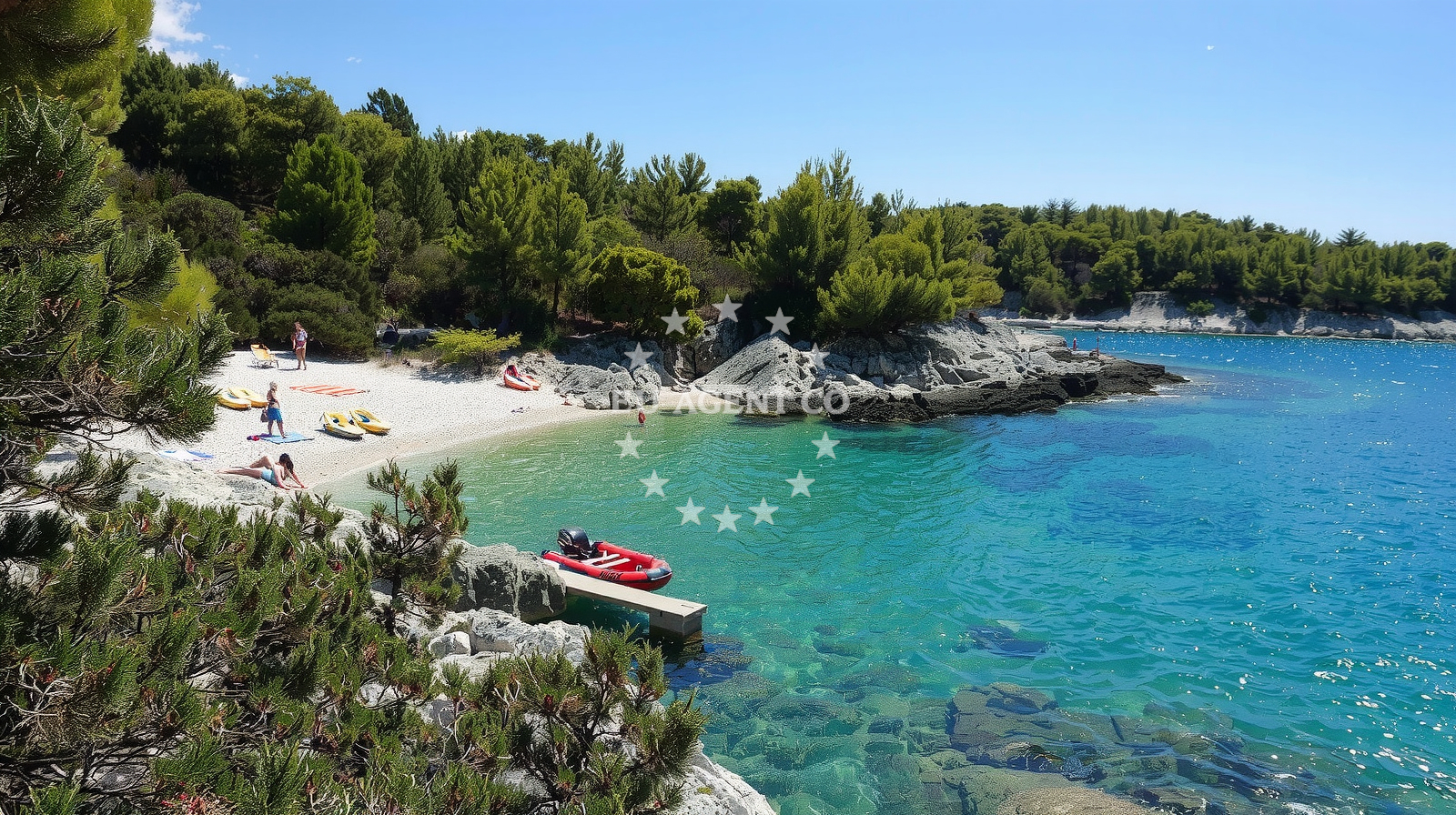 Shoreline and swimming area at Robinson beach in Nikice Kolumbića 8, Hvar