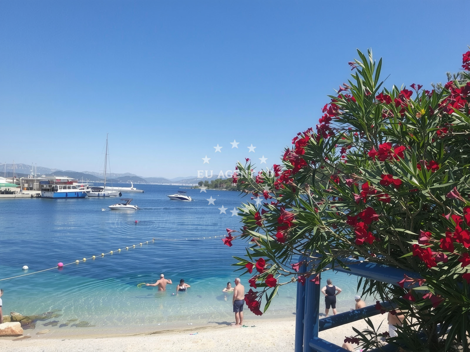 Shoreline and swimming area at Rogaс beach in , Rogač