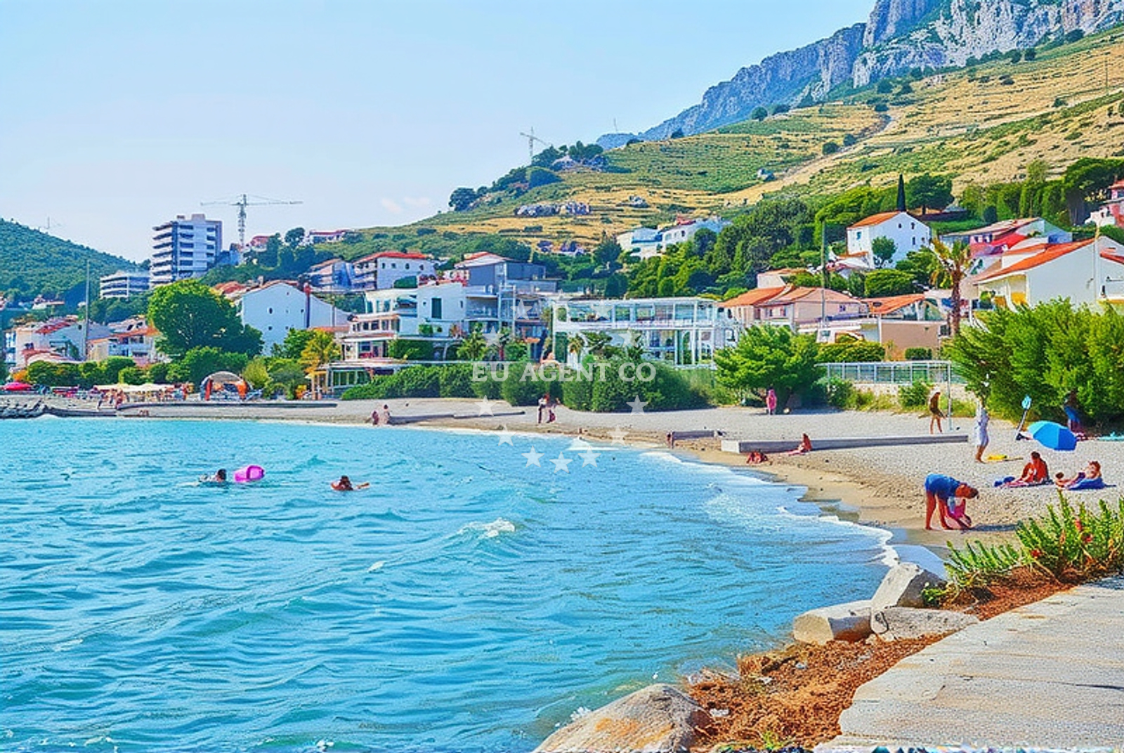 Shoreline and swimming area at Rogač istok, Duće Beach in Rogač istok