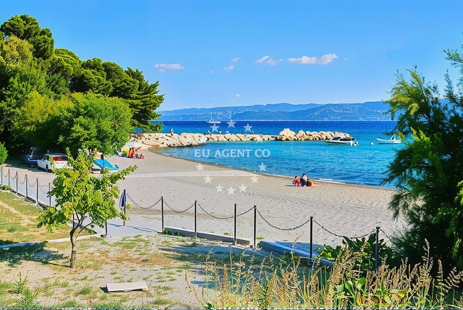 Sea and coastal view of Rogač istok, Duće Beach in Rogač istok
