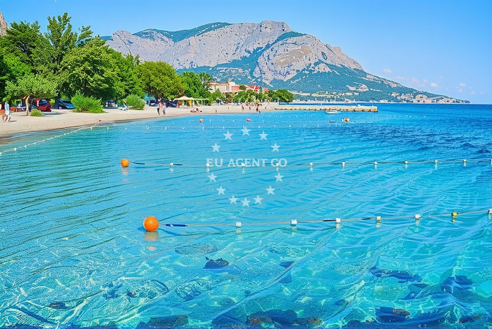 Sea and coastal view of Rogač zapad, Duće Beach in Rogač zapad