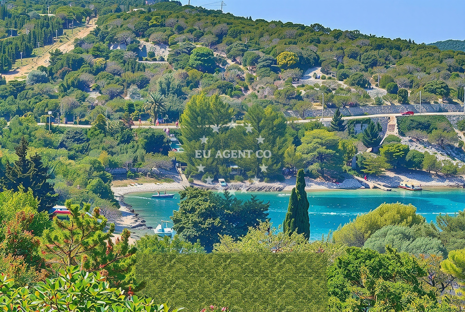 Sea and coastal view of Rogačić zapad, Rogačić (Vis) Beach in Rogačić zapad