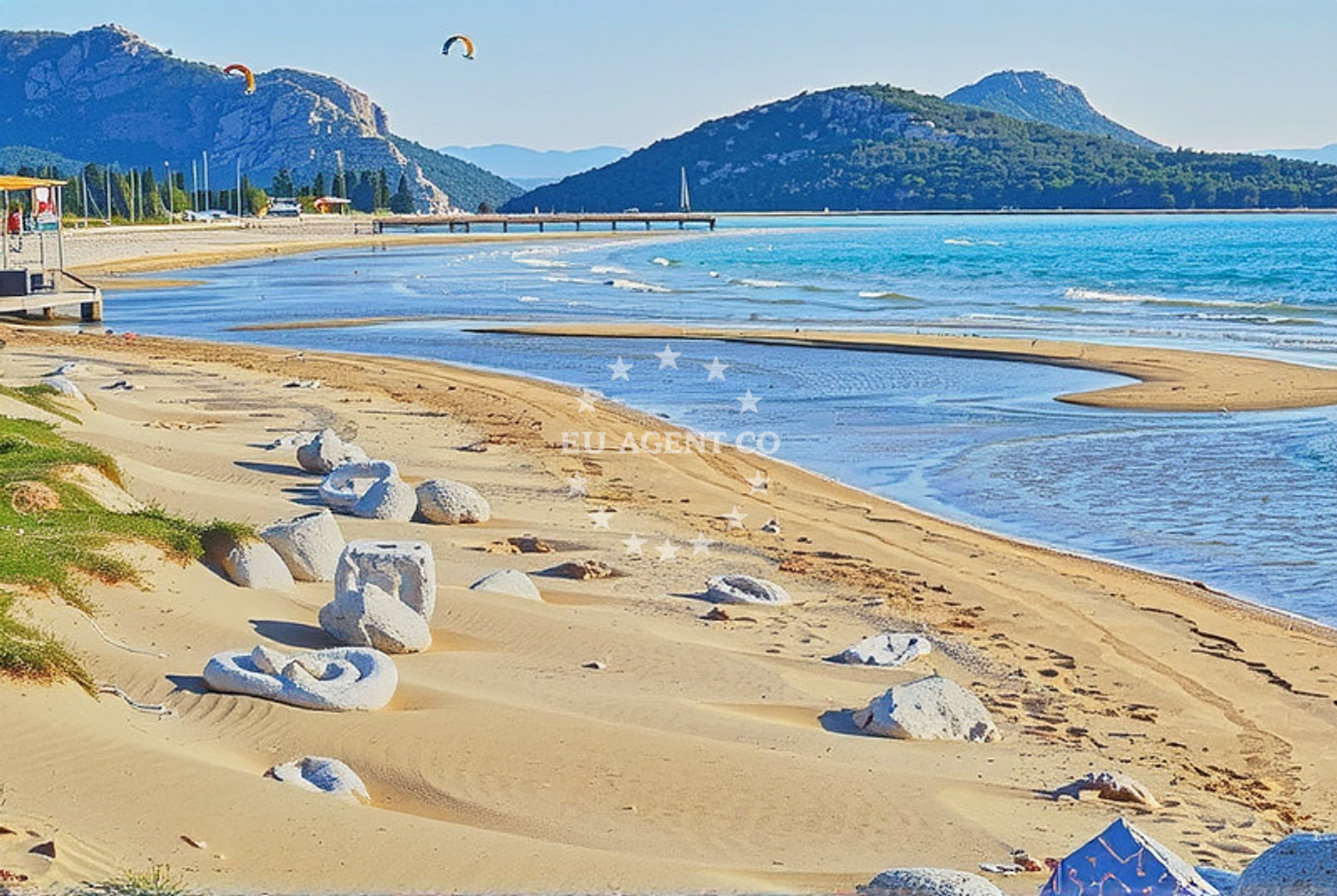 Shoreline and swimming area at Rogotin: beaches and coves in Rogotin