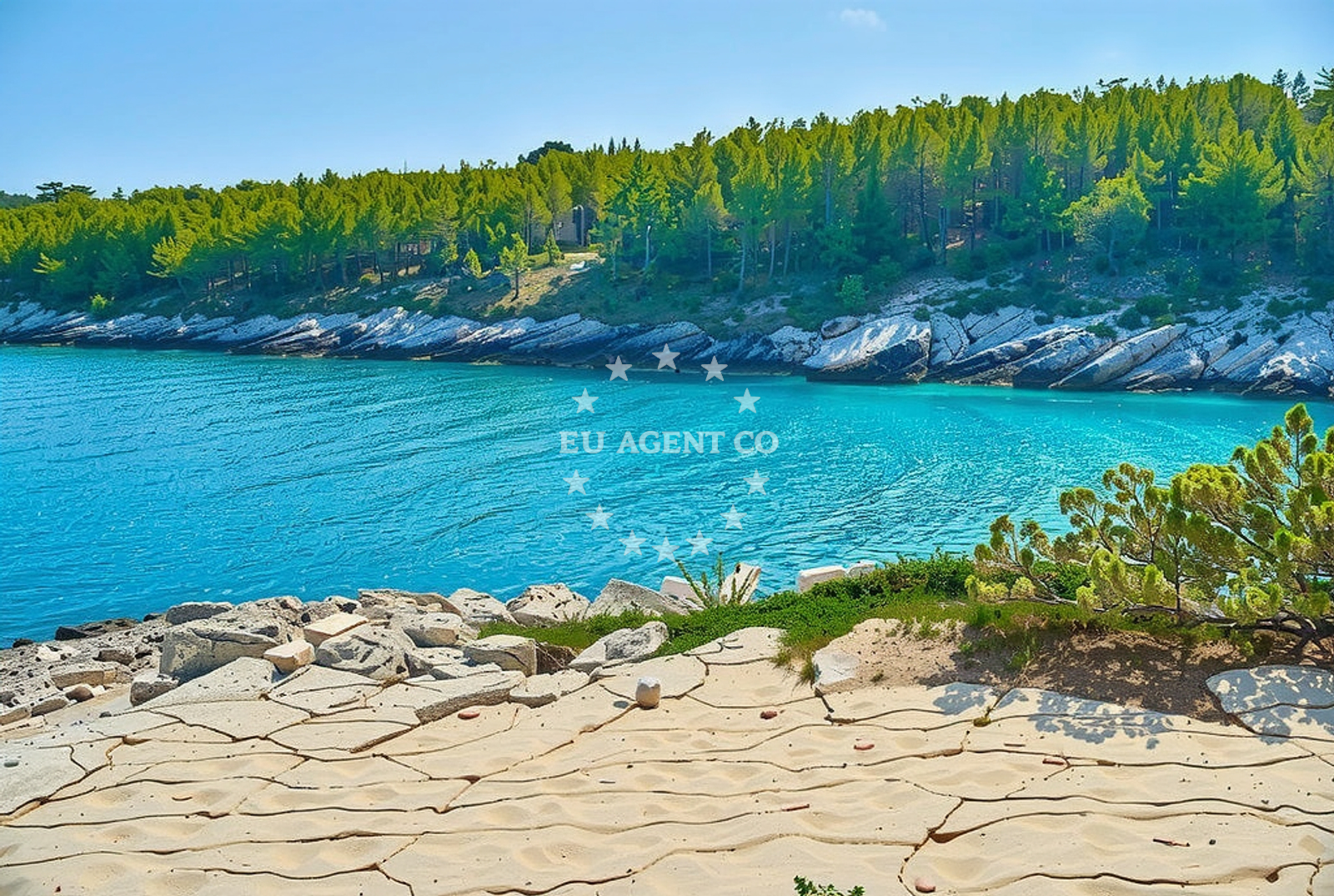 Sea and coastal view of Rosohotnica, Vrboska (Hvar) Beach in Rosohotnica