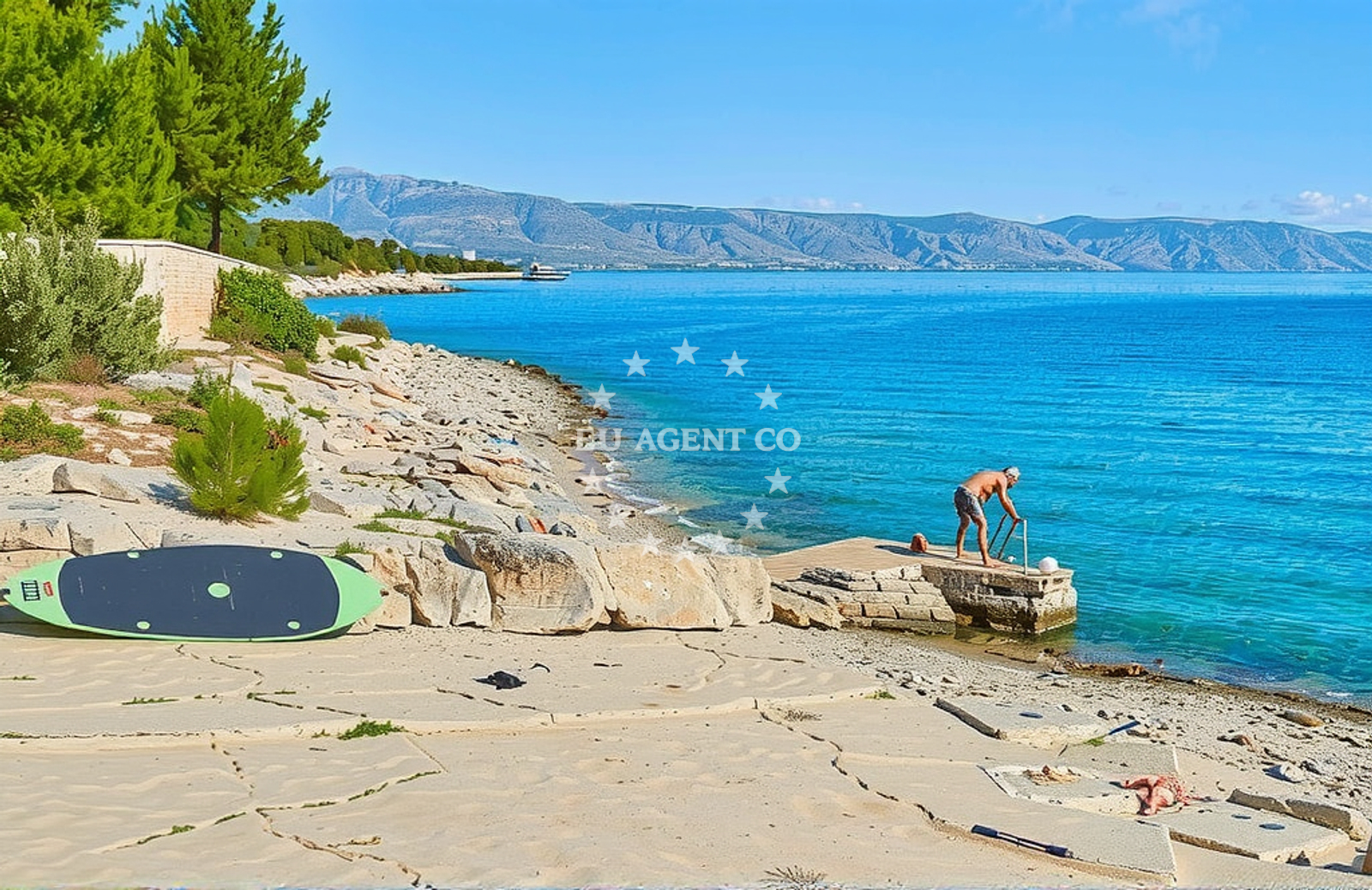 Beach facilities and surroundings at Rosohotnica, Vrboska (Hvar) Beach in Rosohotnica