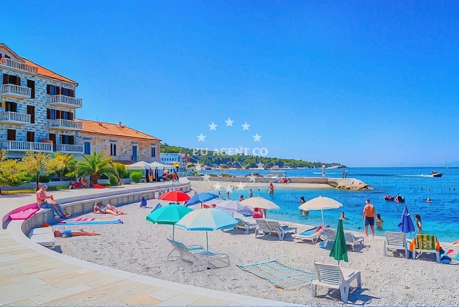 Sea and coastal view of Rot, Postira (Brač) Beach in Rot