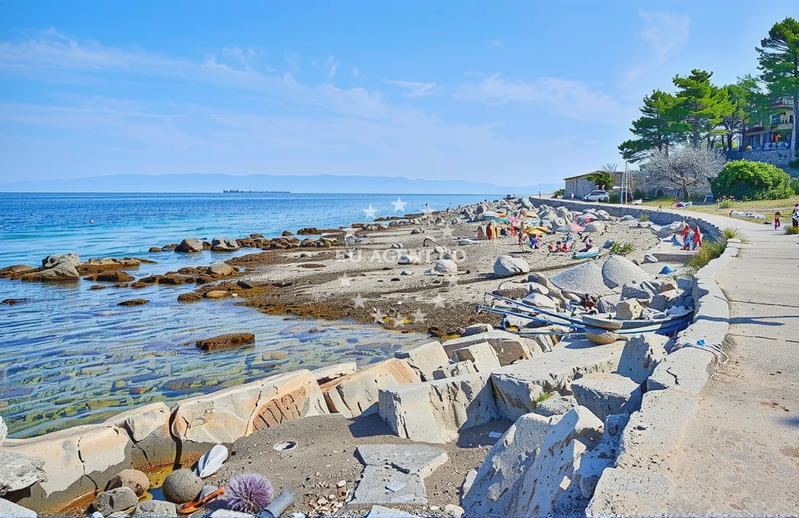 Sea and coastal view of Rovenska (dog beach), Veli Lošinj (Lošinj) Beach in Rovenska (plaža za pse)