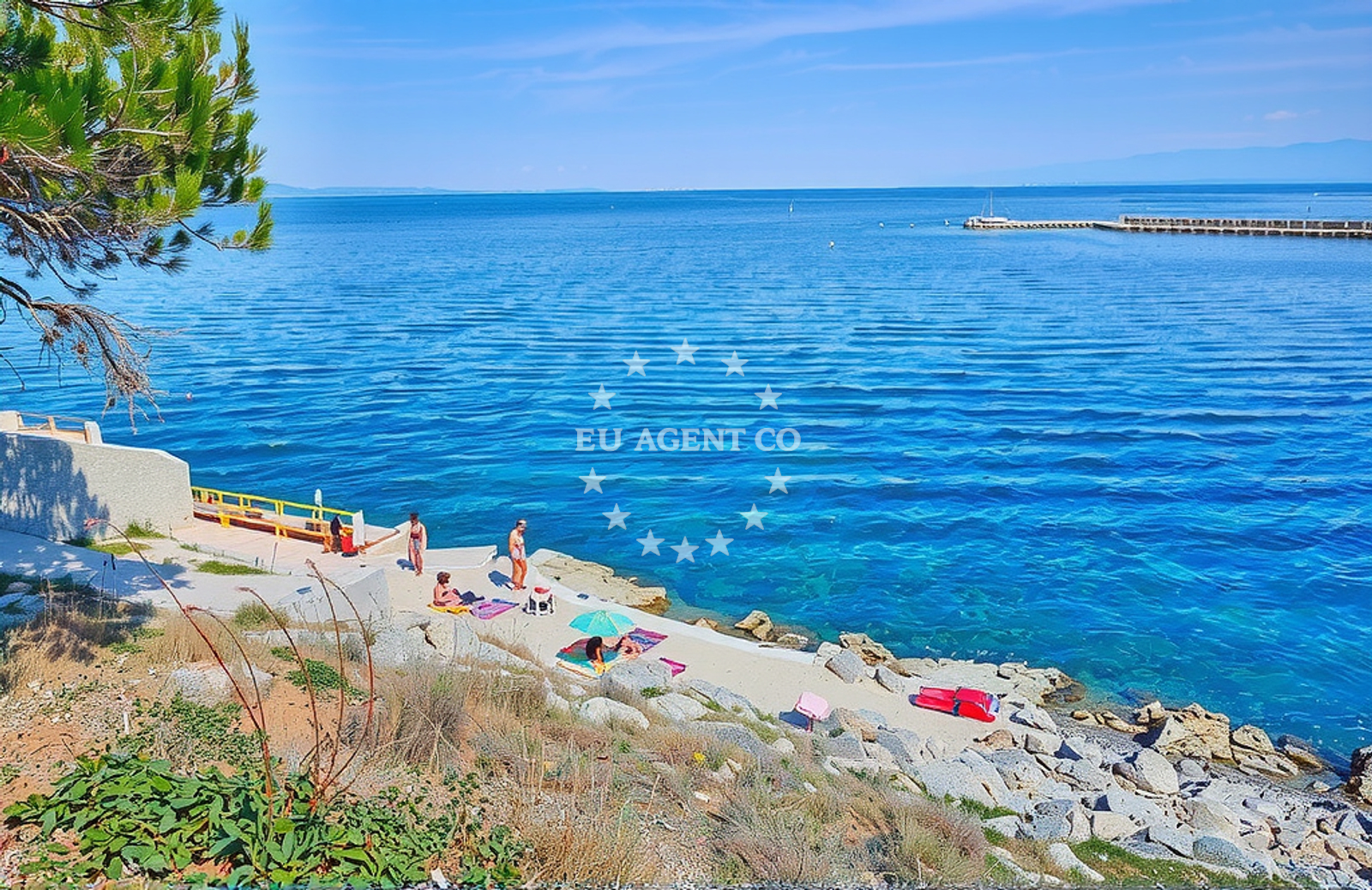 Sea and coastal view of Rovenska zapad, Veli Lošinj (Lošinj) Beach in Rovenska zapad